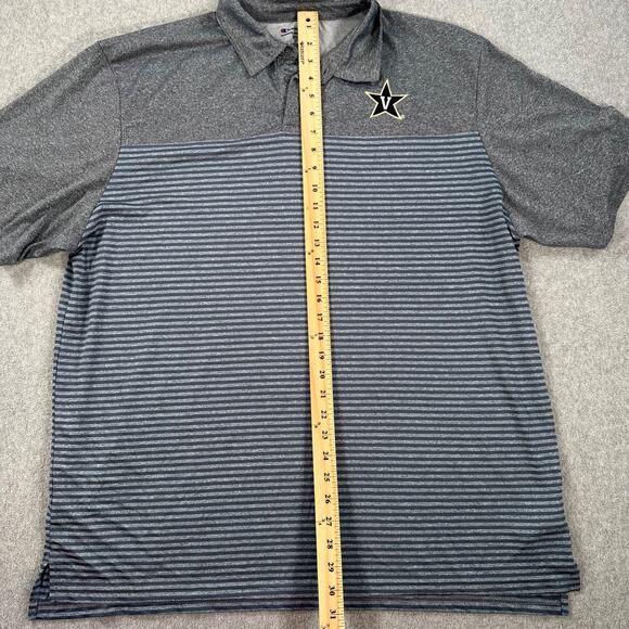 Vanderbilt Champion Short Sleeve Polo Shirt Men's 2XL Gray Blue Stripe - Picture 5 of 9